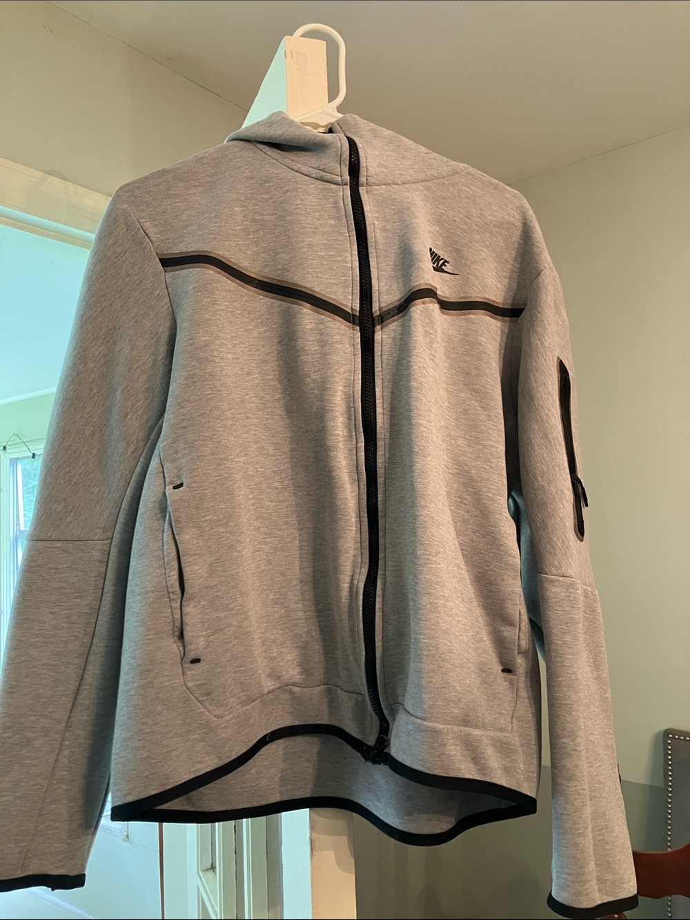 Nike Gray Full-Zip Hooded Performance Jacket with Black Trim